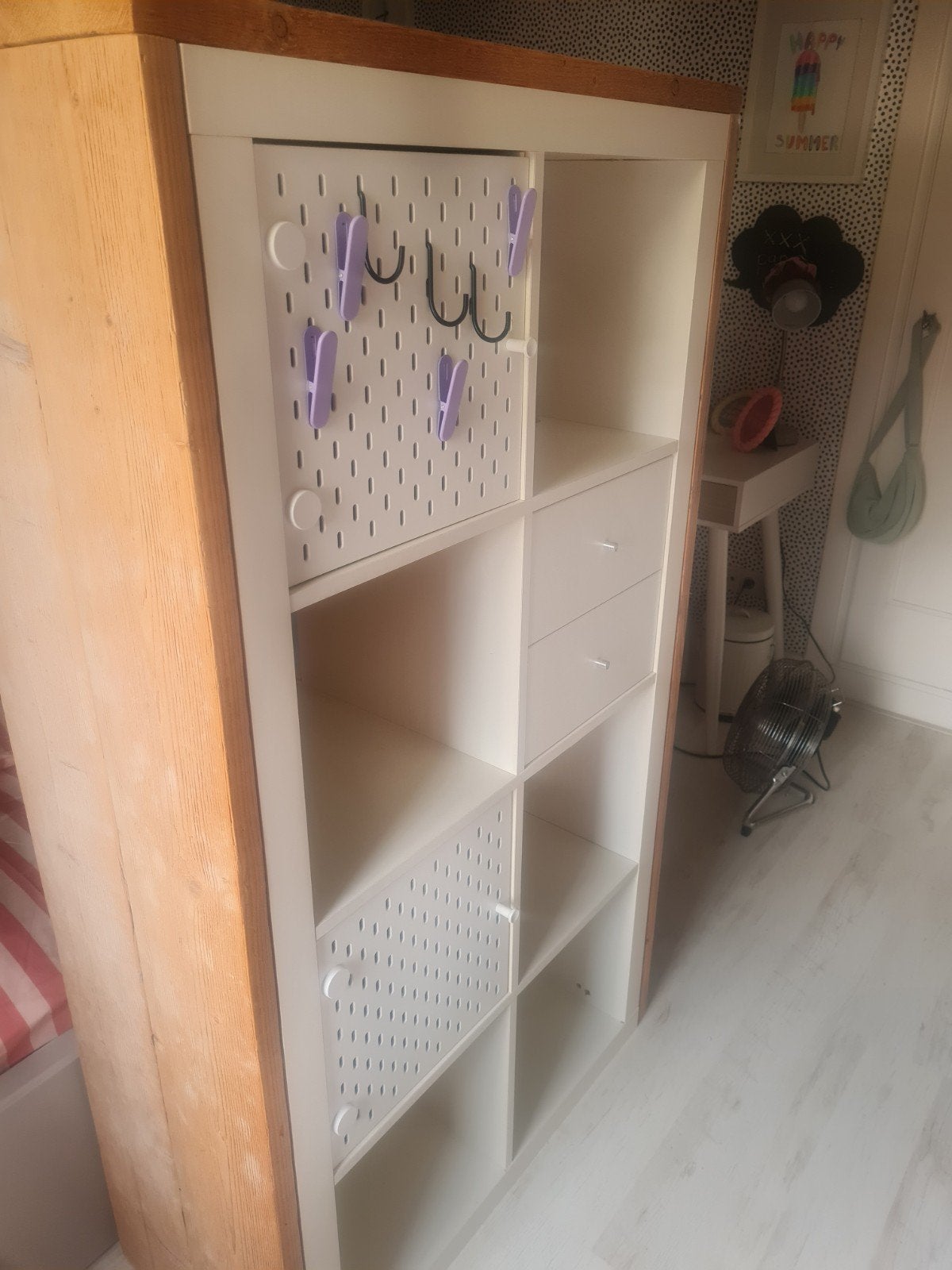 KALLAX kast met steigerhout, Ophalen, Met plank(en), Gebruikt, 100 tot 150 cm