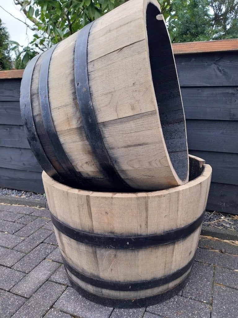 Eikenhouten Bloembak Whiskeyvat 100 liter, Ophalen, Rond, Nieuw, Balkon