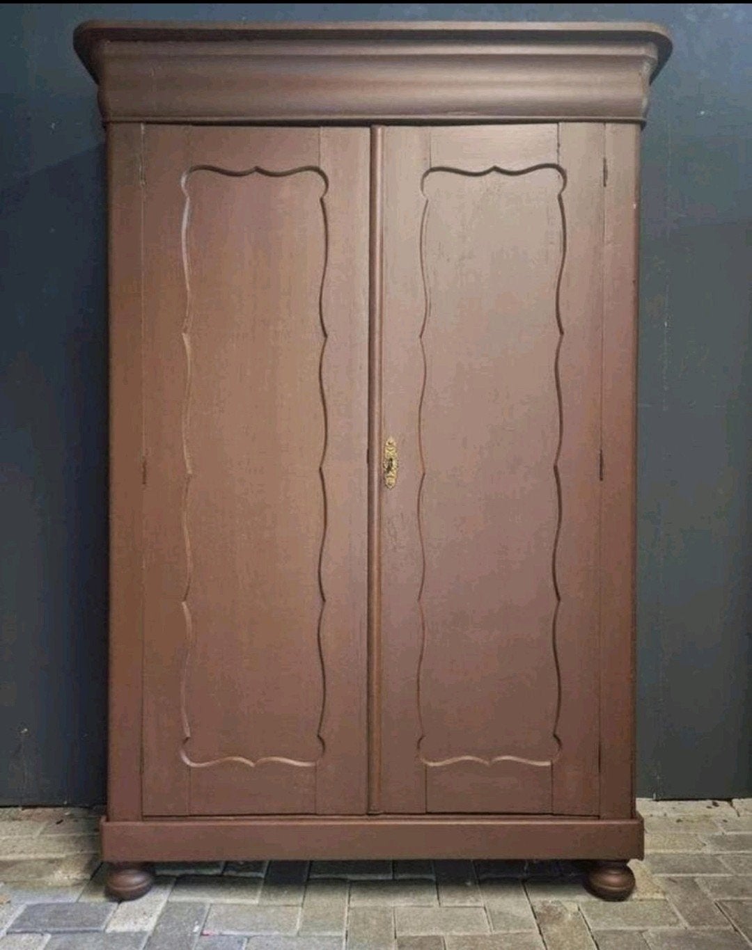 Bruine biedermeier linnenkast kledingkast, Ophalen of Verzenden