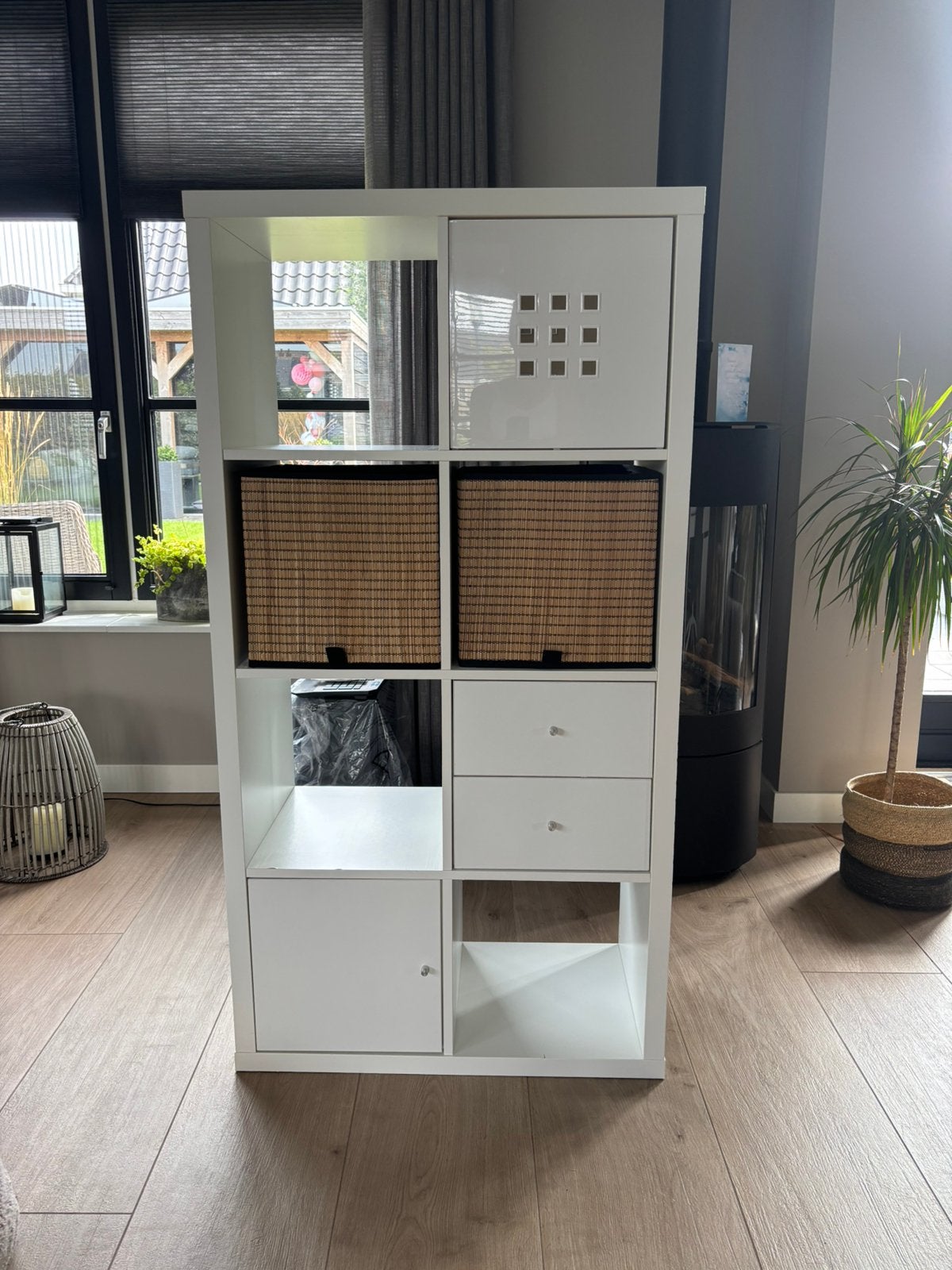 Kallax kast Ikea 4 x 2 vakken, wit, Ophalen, Gebruikt, 100 tot 150 cm, Met lade(s)