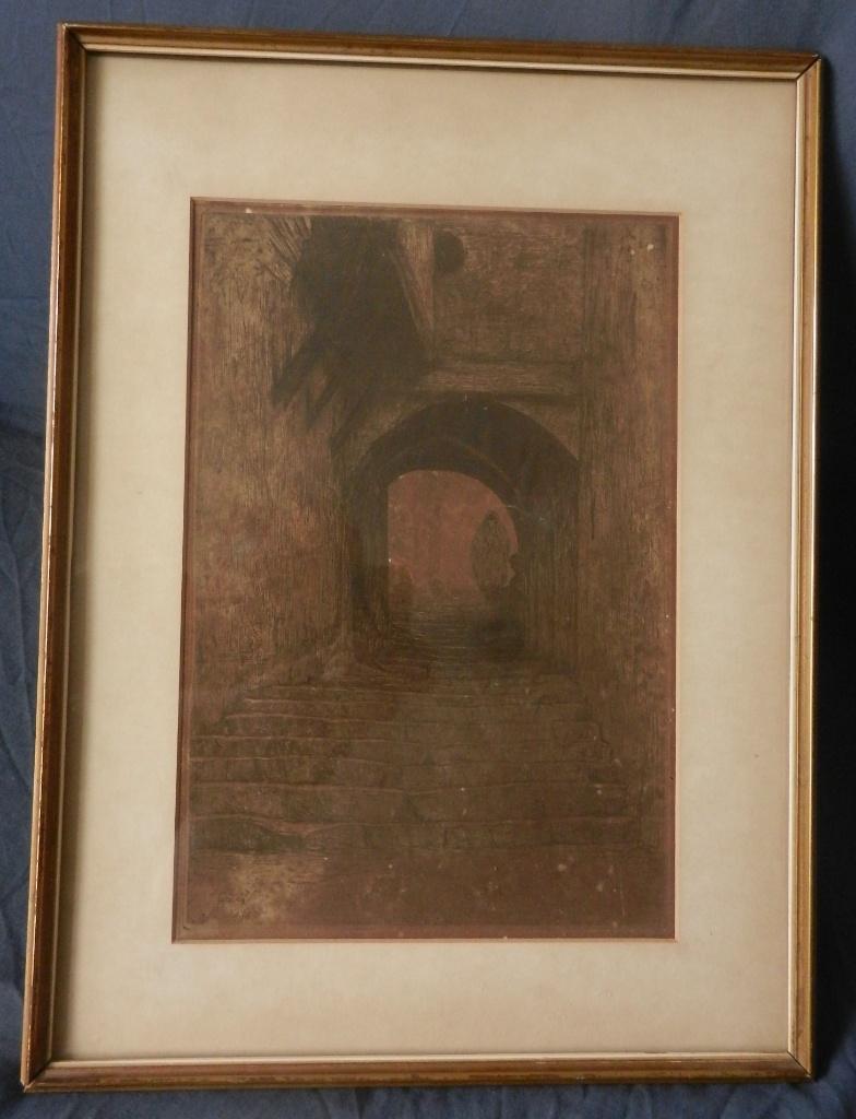 Ets Casbah / Kasbah Algiers Philip Zilcken (1857-1930) 1908, Ingelijst, Ets, Stadsgezicht, 23 cm