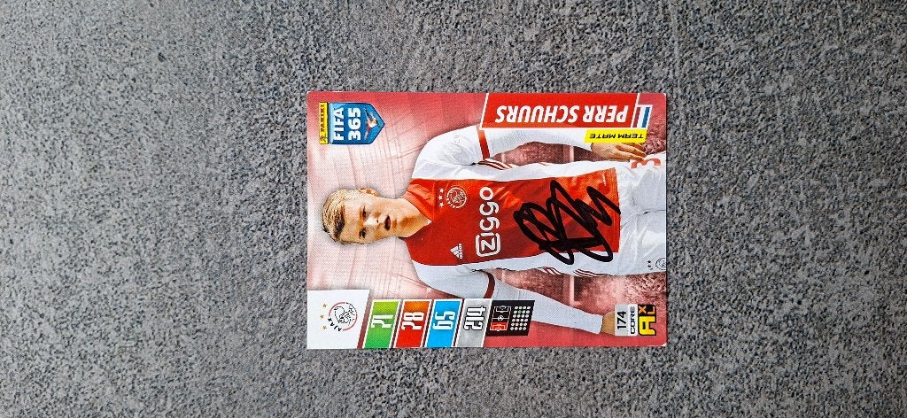 Panini Trading Card met handtekening; Perr Schuurs # Ajax, Ophalen of Verzenden, Nieuw, Ajax, Spelerskaart