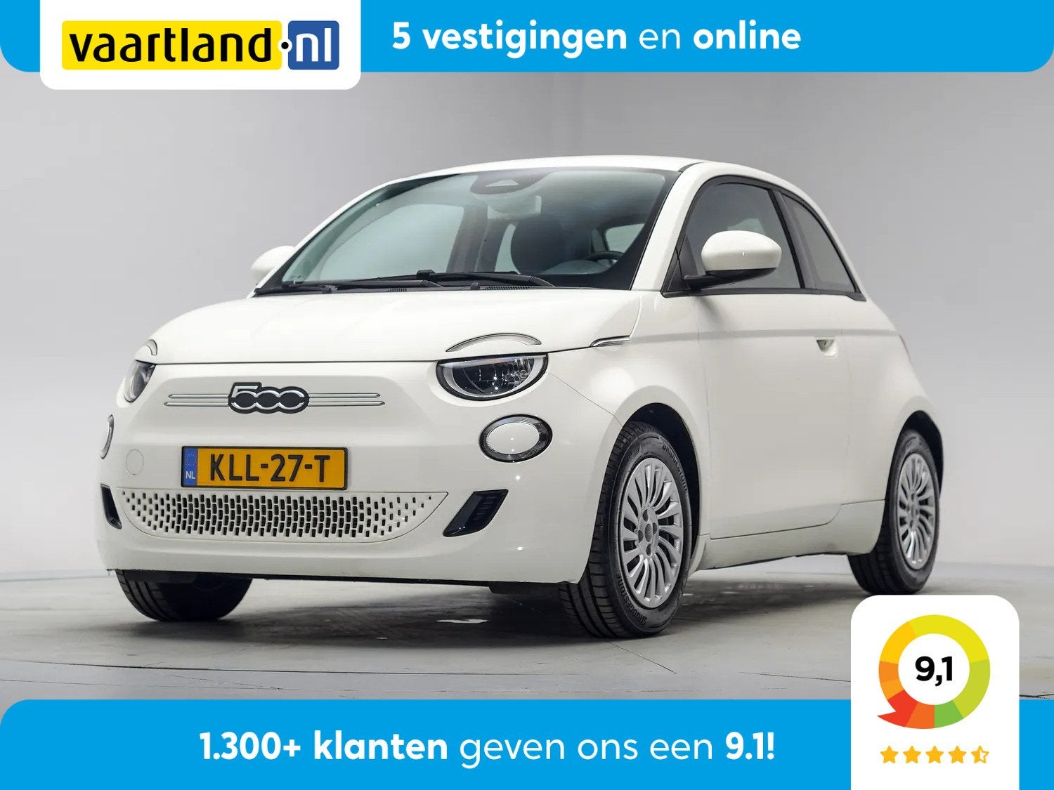 Fiat 500E 24kwh 3-Fase [ Virtual Cockpit Cruise control Lane, 0 cilinders, Gebruikt, 95 pk, Wit