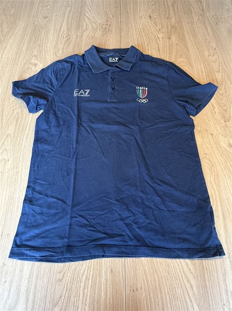 EA7 Emporio Armani Italia Olympics Navy T-Shirt Maat L, Ophalen of Verzenden, Zo goed als nieuw, Blauw