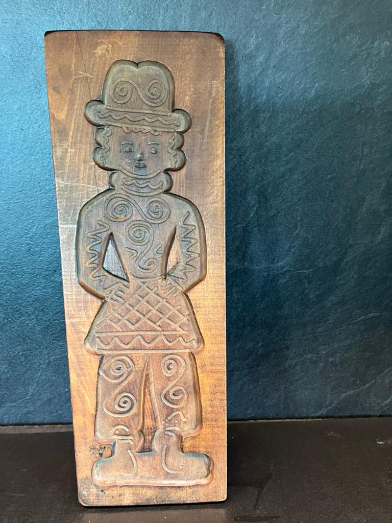 Antieke houten speculaasplank - Man met hoed 45x15 cm, Ophalen of Verzenden