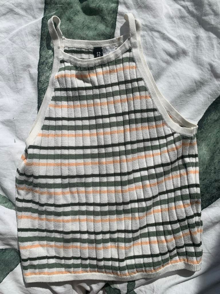 H&M gestreepte ribgebreide haltertop XS, Kinderen en Baby's, Babykleding | Maat 80, Ophalen of Verzenden, Zo goed als nieuw