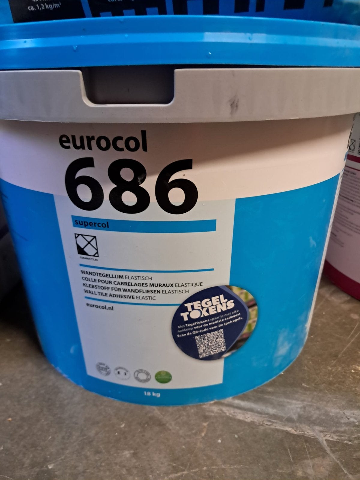 Eurocol 686 Supercol Wandtegellijm Elastisch 18 kg, Doe-het-zelf en Verbouw, Ophalen, Overige materialen, Wandtegels, Nieuw
