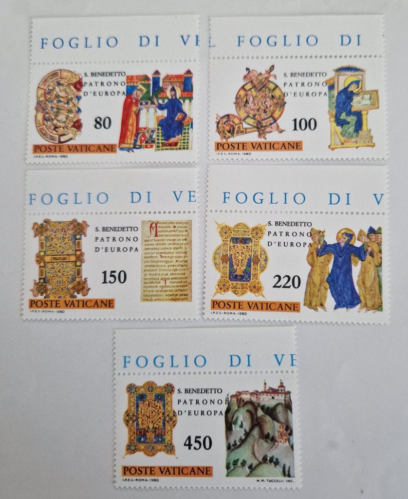 Vaticaanstad -  Mi. 759-763 -  Benedictus van Nursia, Ophalen of Verzenden, Postfris