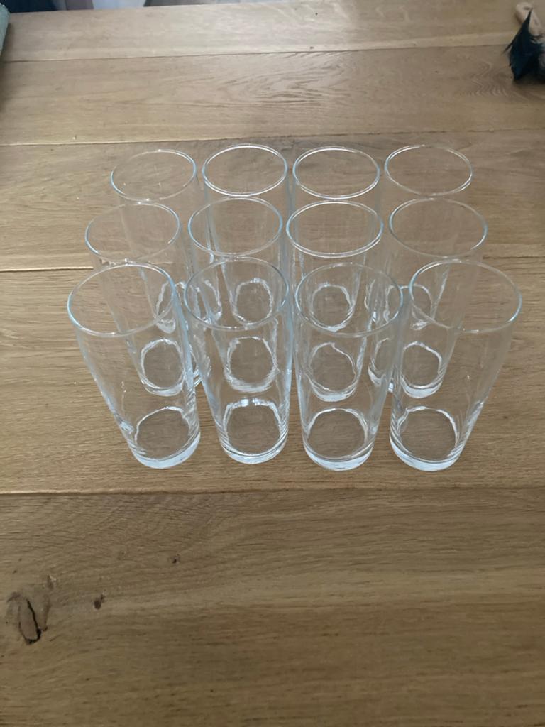 Set van 12 heldere glazen, Ophalen of Verzenden, Zo goed als nieuw, Glas, Glas of Glazen