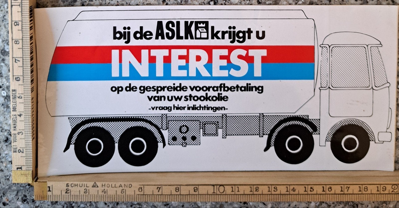 Vintage sticker Vrachtauto vrachtwagen ASLK Stookolie 7, Ophalen of Verzenden, Zo goed als nieuw, Auto of Motor