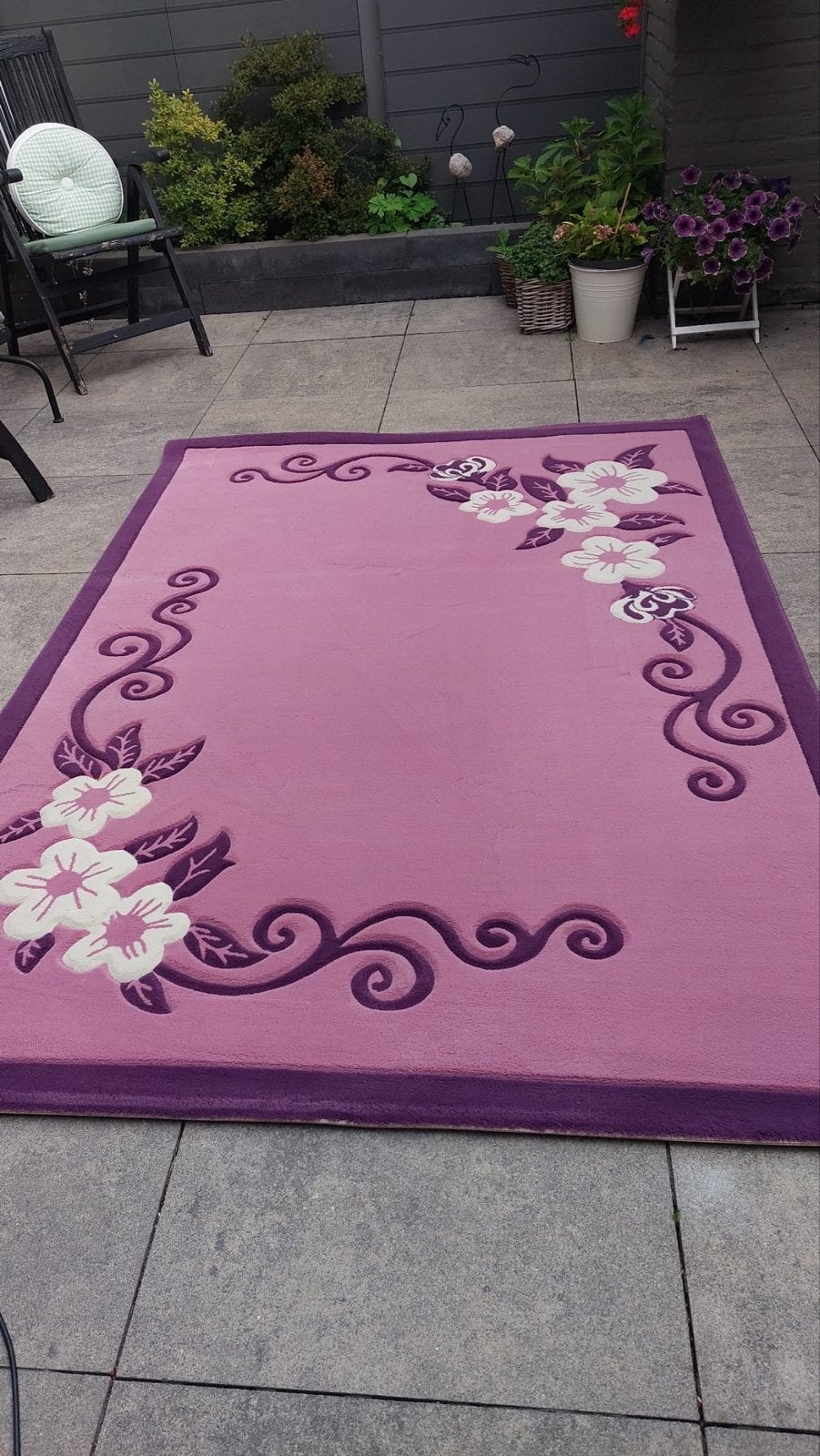 Vloerkleed roze met bloemenpatroon, 100 tot 150 cm, Ophalen of Verzenden, Zo goed als nieuw, Roze