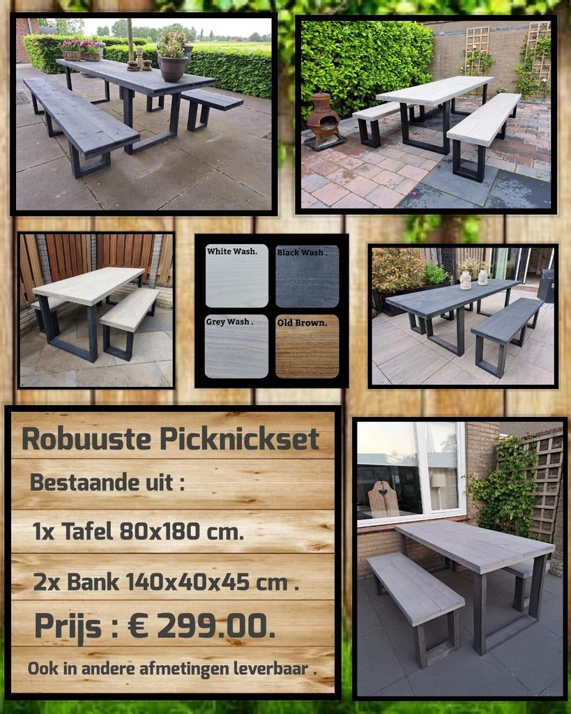 Robuuste Picknickset., Tuin en Terras, Picknicktafels, Ophalen of Verzenden, Nieuw, Rechthoekig, Hout