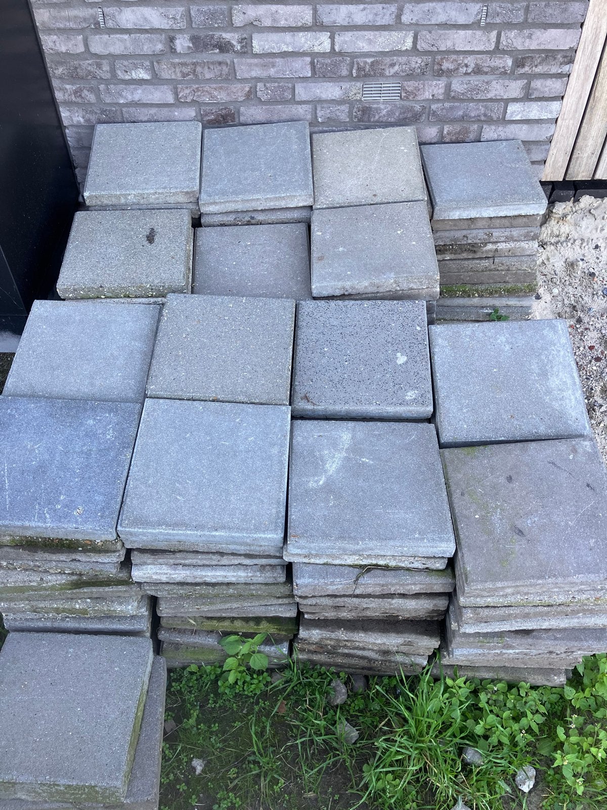 Gebruikte betonnen terrastegels +/- 17,5 m2, Tuin en Terras, Ophalen, Gebruikt, 10 m² of meer, Beton