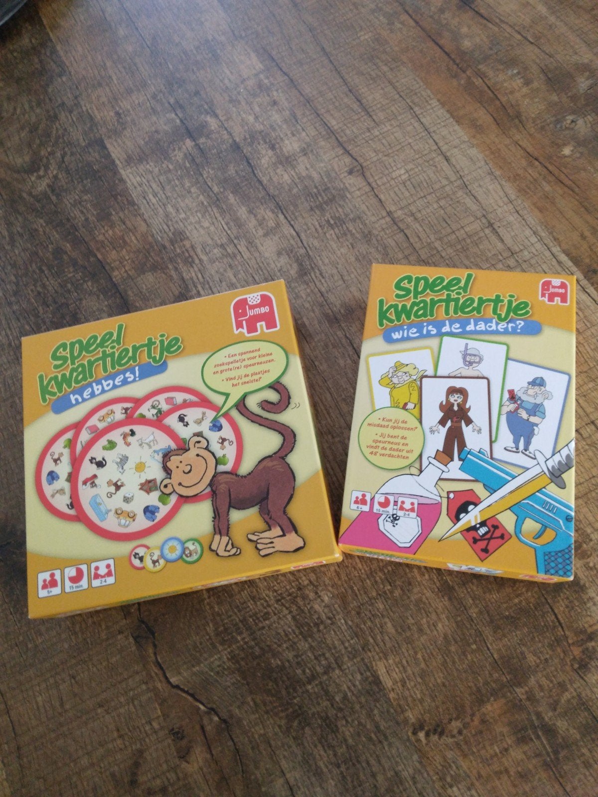 2 speelkwartiertje hebbes en wie is de dader, Hobby en Vrije tijd, Gezelschapsspellen | Bordspellen, Ophalen of Verzenden