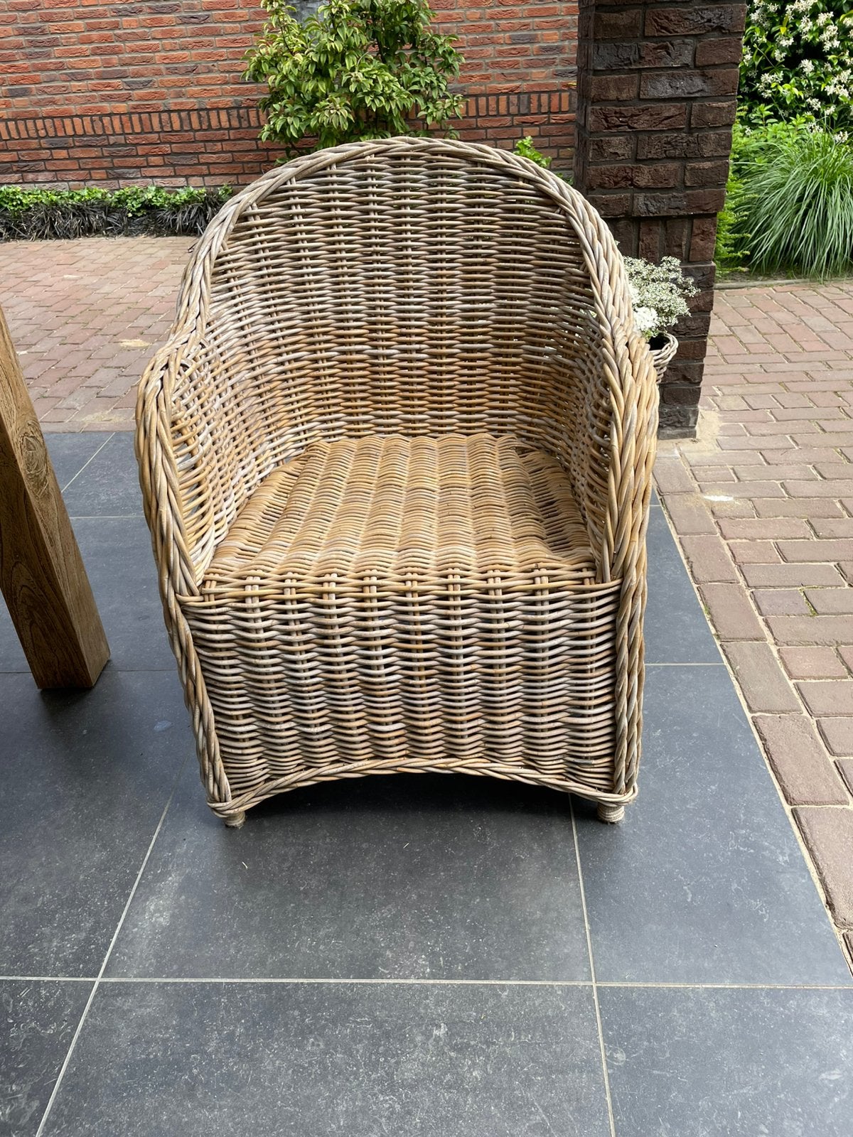 5 rotan stoelen met hocker, Tuin en Terras, Tuinstoelen, Ophalen, Gebruikt, Rotan