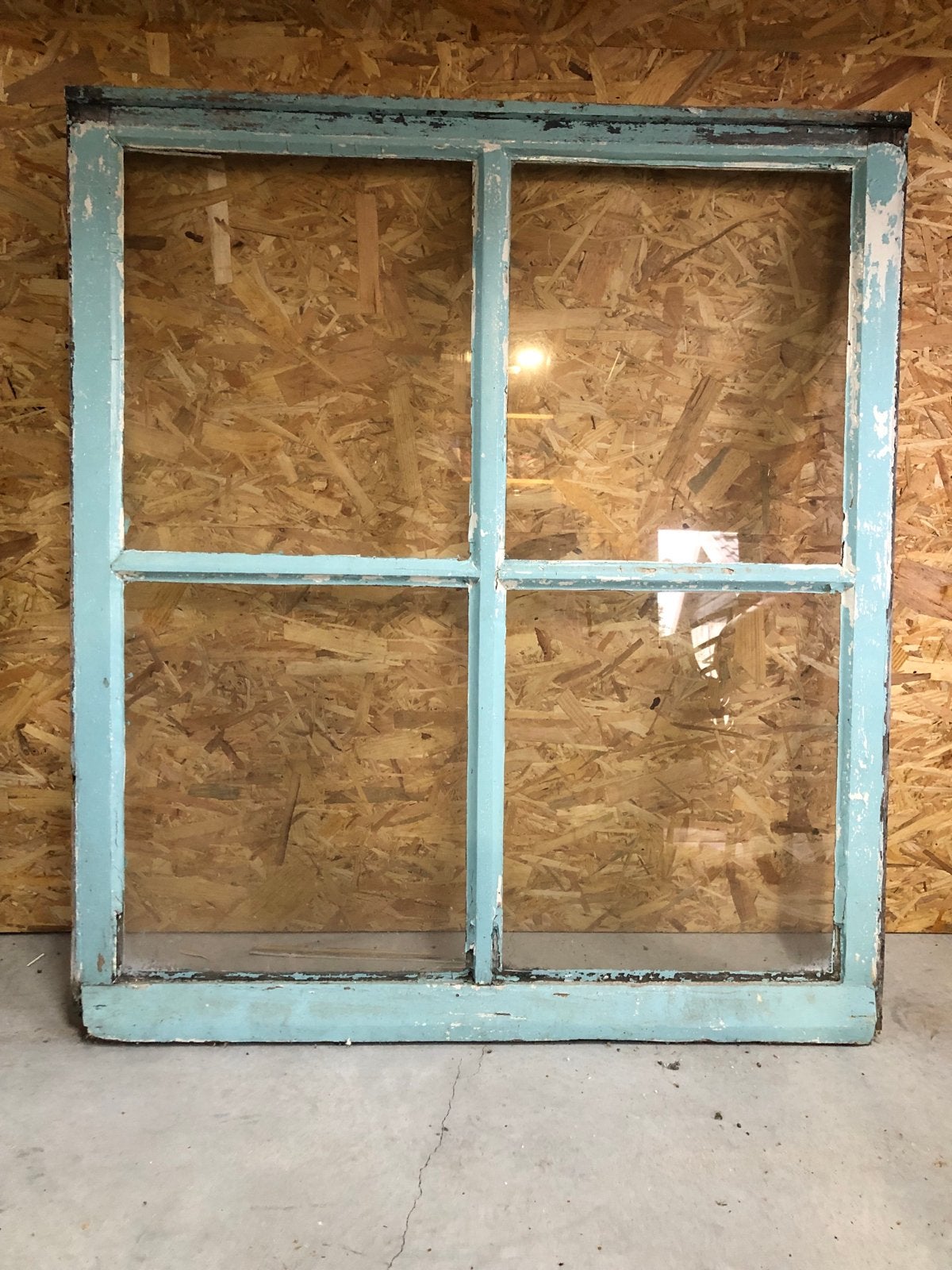 Oud houten raamkozijn met glas - Vintage look, Ophalen, Gevelraam of Ruit, Gebruikt, 80 tot 120 cm