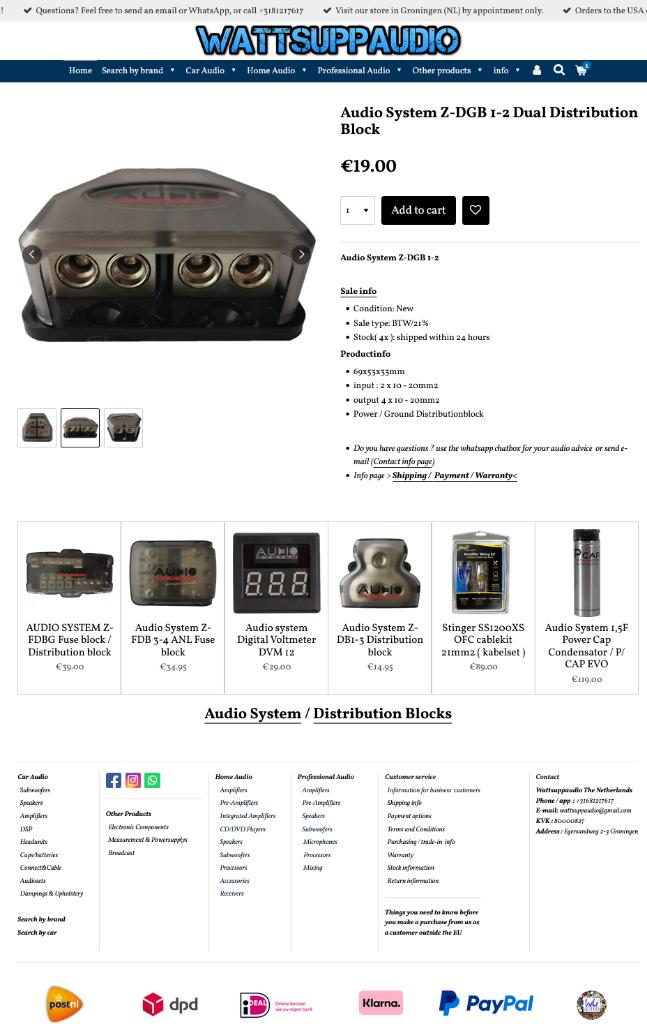 Audio System Z-DGB 1-2 Dual Distribution Block verdeelblok, Info@optimount.nl, Nieuw, Ophalen of Verzenden, Anholtseweg 48A 7091 HB DINXPERLO
