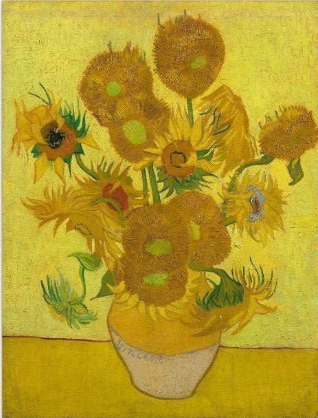 Reproductie op poster 'Zonnebloemen' Van Gogh Museum 30x40cm, Minder dan 50 cm, Nieuw, Ophalen of Verzenden, Print