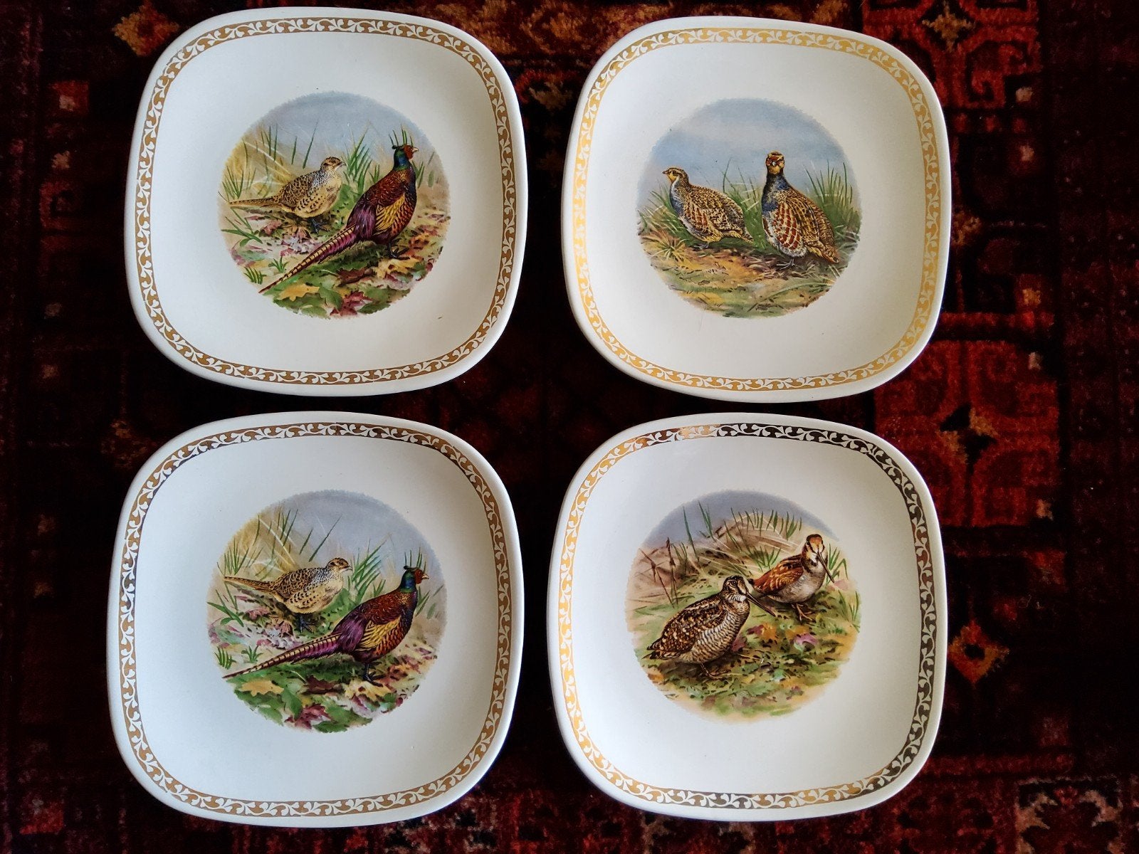 Set van 4 Longchamp Wildvogels Schotels - Vintage, Ophalen of Verzenden