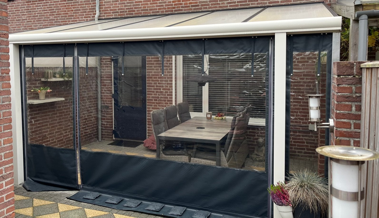 Witte overkapping veranda 5x3 meter, Tuin en Terras, Ophalen, Gebruikt, Veranda