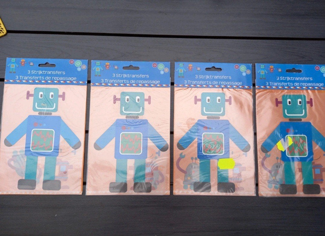 Strijktransfers Robots - 3 stuks, Overige thema's, Textiel, Nieuw, Meerkleurig
