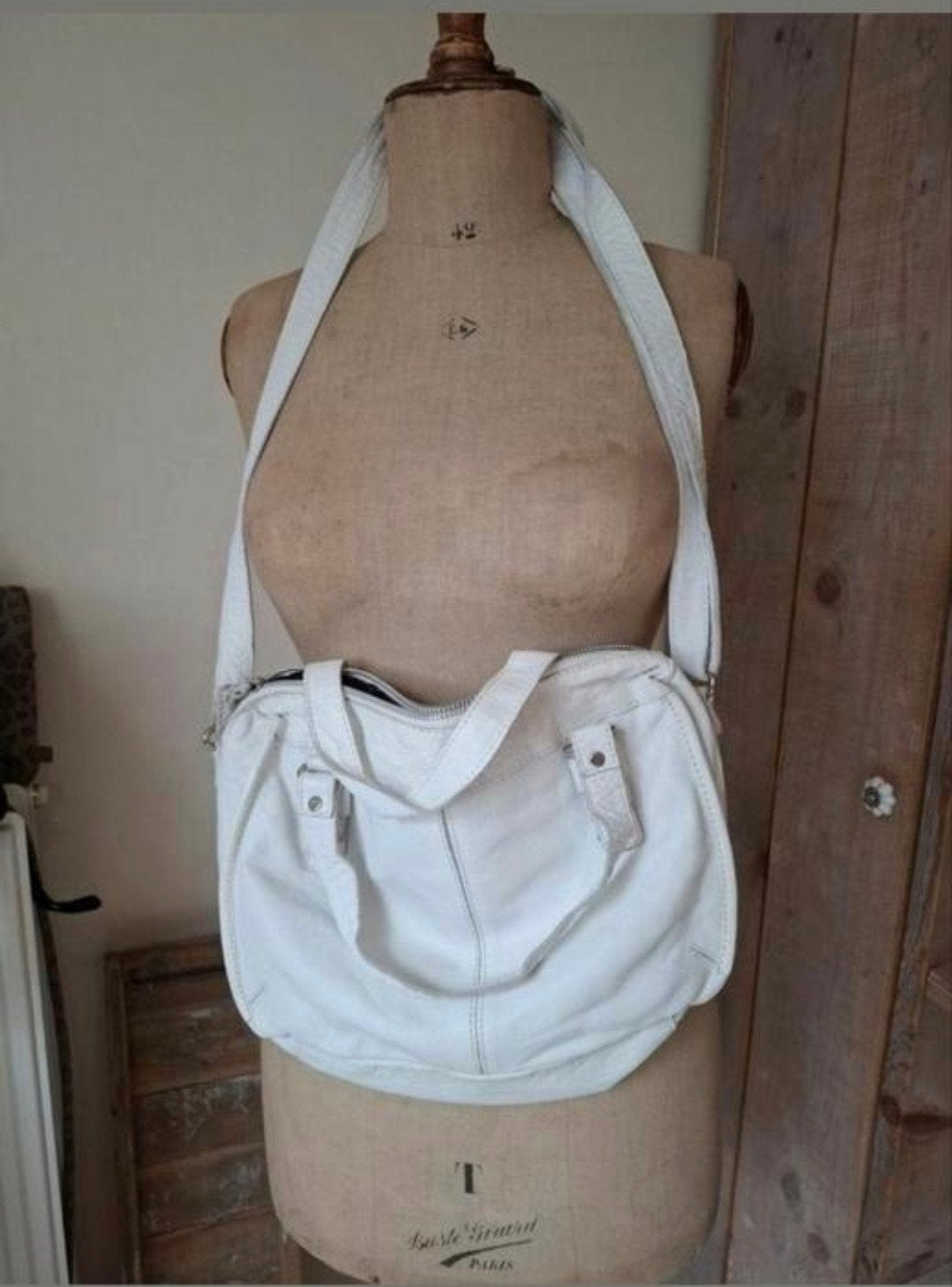 Prachtige leren boho  zomer witte tas, Ophalen of Verzenden, Zo goed als nieuw, Wit, Schoudertasje