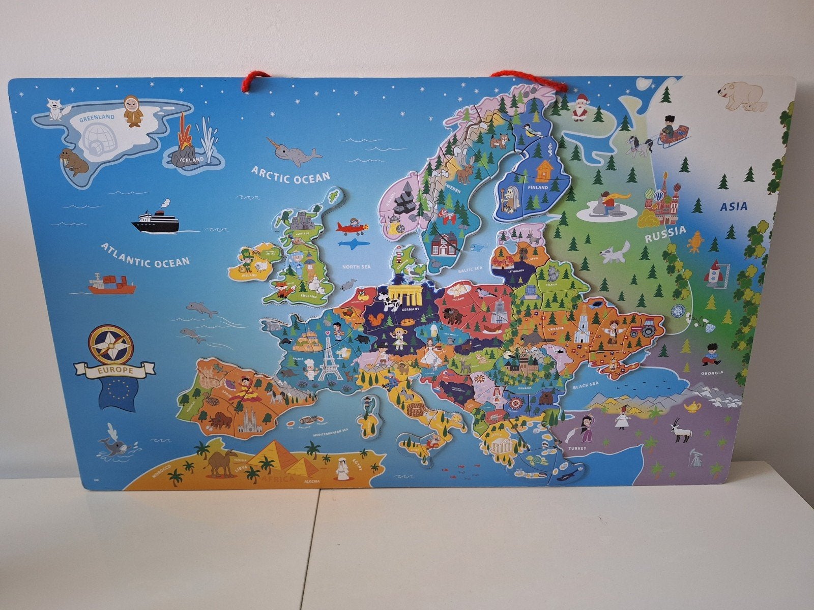 Houten Magneet Puzzel Europa - Compleet en Onbeschadigd, Zo goed als nieuw, Van hout, 4 tot 6 jaar, Meer dan 50 stukjes