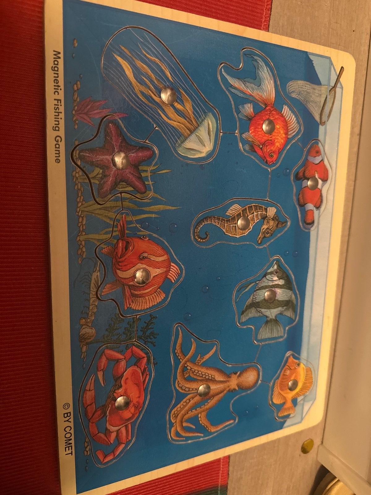 Houten Zeevissen Puzzel met Magneetjes - Educatief Speelgoed, 2 tot 4 jaar, Gebruikt, 10 tot 50 stukjes, Ophalen of Verzenden