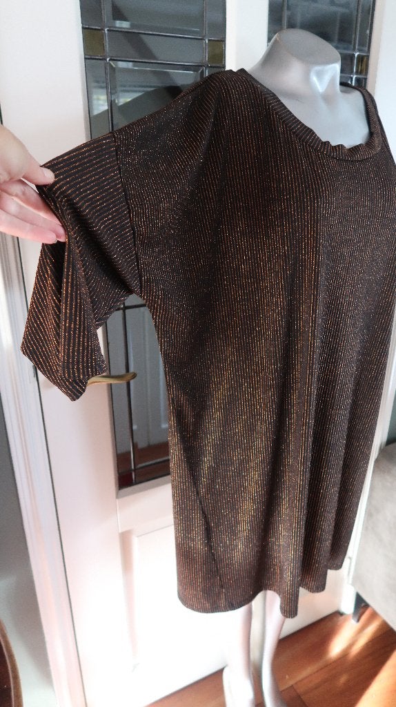 Party Collection wijd tuniek/jurk 4xl bruinzwartgoud glitter, Party Collection, Ophalen of Verzenden, Zo goed als nieuw, Jurk