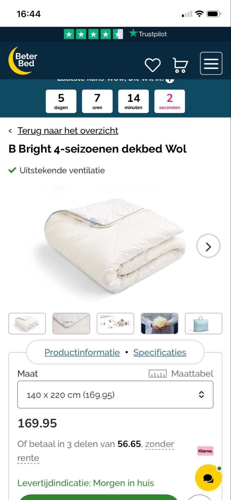 Dekbed nieuw wol 140x 220 kleur wit, Ophalen, Wit, Overige maten, Hout