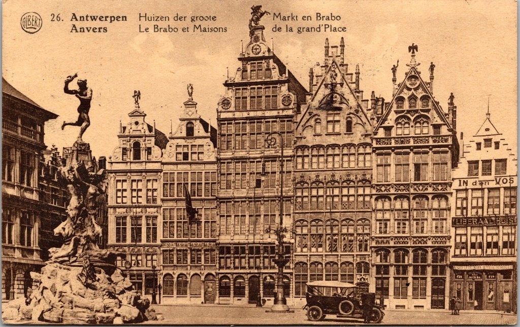 Antwerpen België - 9 oude postkaarten Grote Markt VIII, Verzamelen, Ansichtkaarten | België, Verzenden, 1920 tot 1940, Gelopen