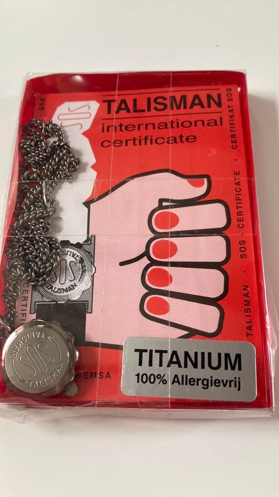 2 Vintage Titanium Talisman SOS 1x ketting, Verzenden