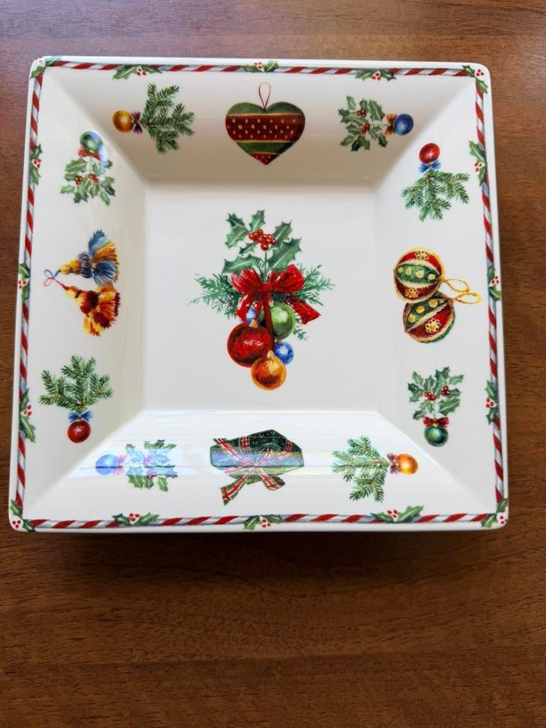 Gien JOYEUX NOËL vierkant schaaltje, Huis en Inrichting, Ophalen of Verzenden, Overige stijlen, Glas, Schaal of Schalen