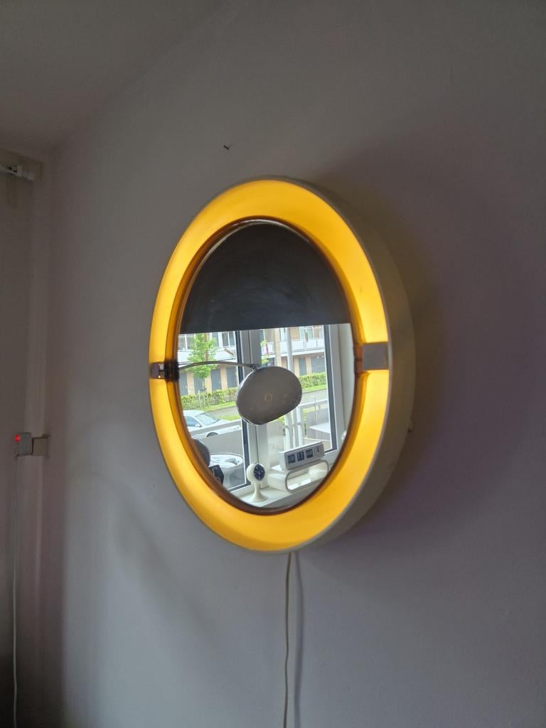 Alibert spiegel vintage space age, Ophalen, Gebruikt, Rond, Minder dan 100 cm