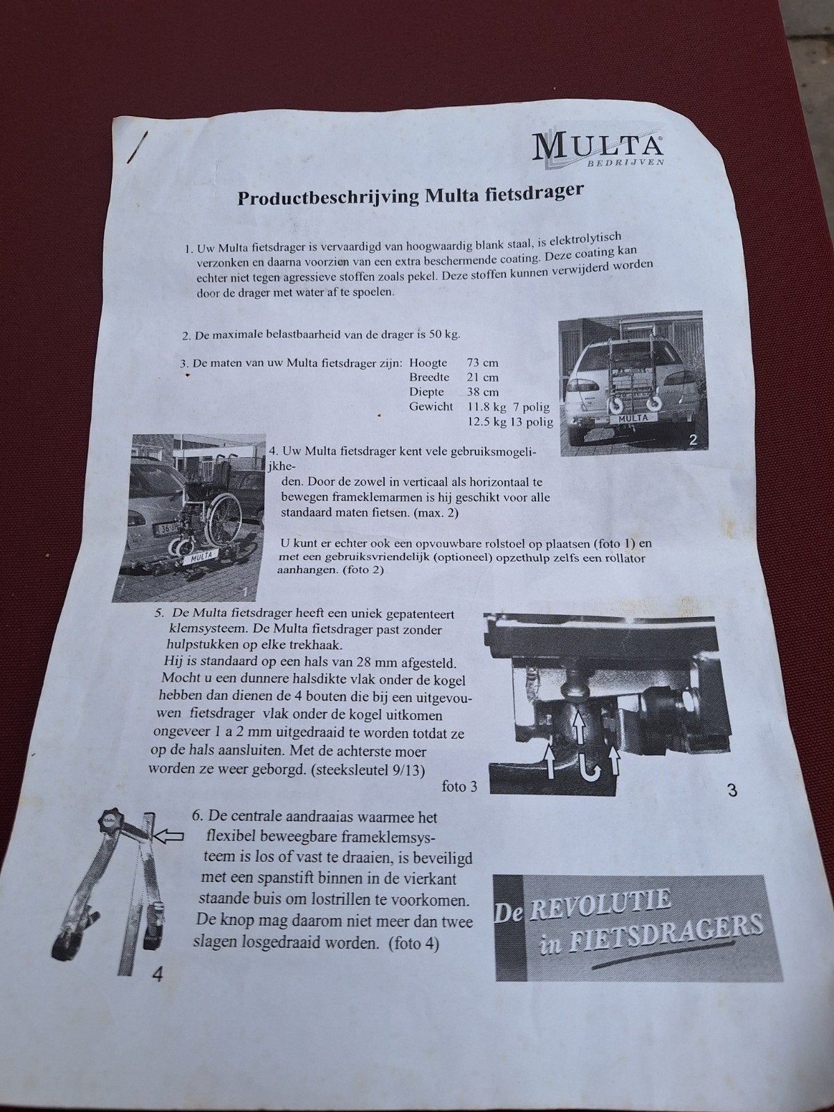 Multa trekhaak fietsendrager voor 2 fietsen, Auto diversen, Fietsendragers, Ophalen, 2 fietsen, Gebruikt, Trekhaakdrager