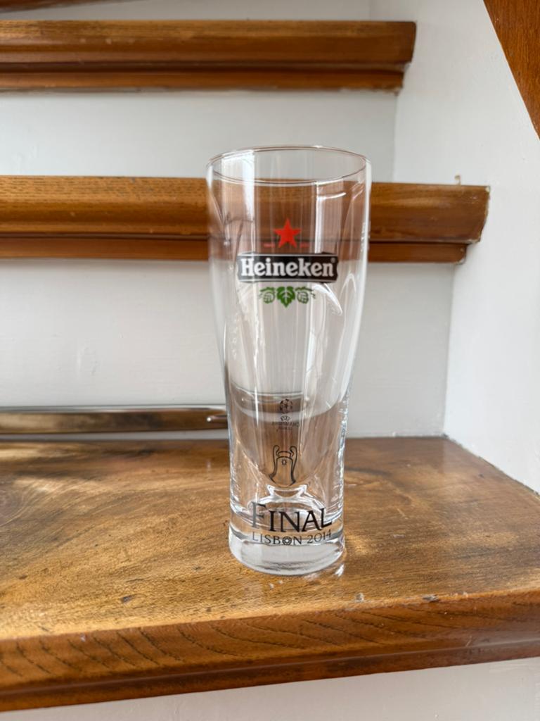 Heineken Ellipse bierglas | Final Lisbon 2014, Ophalen of Verzenden, Zo goed als nieuw, Glas of Glazen, Heineken