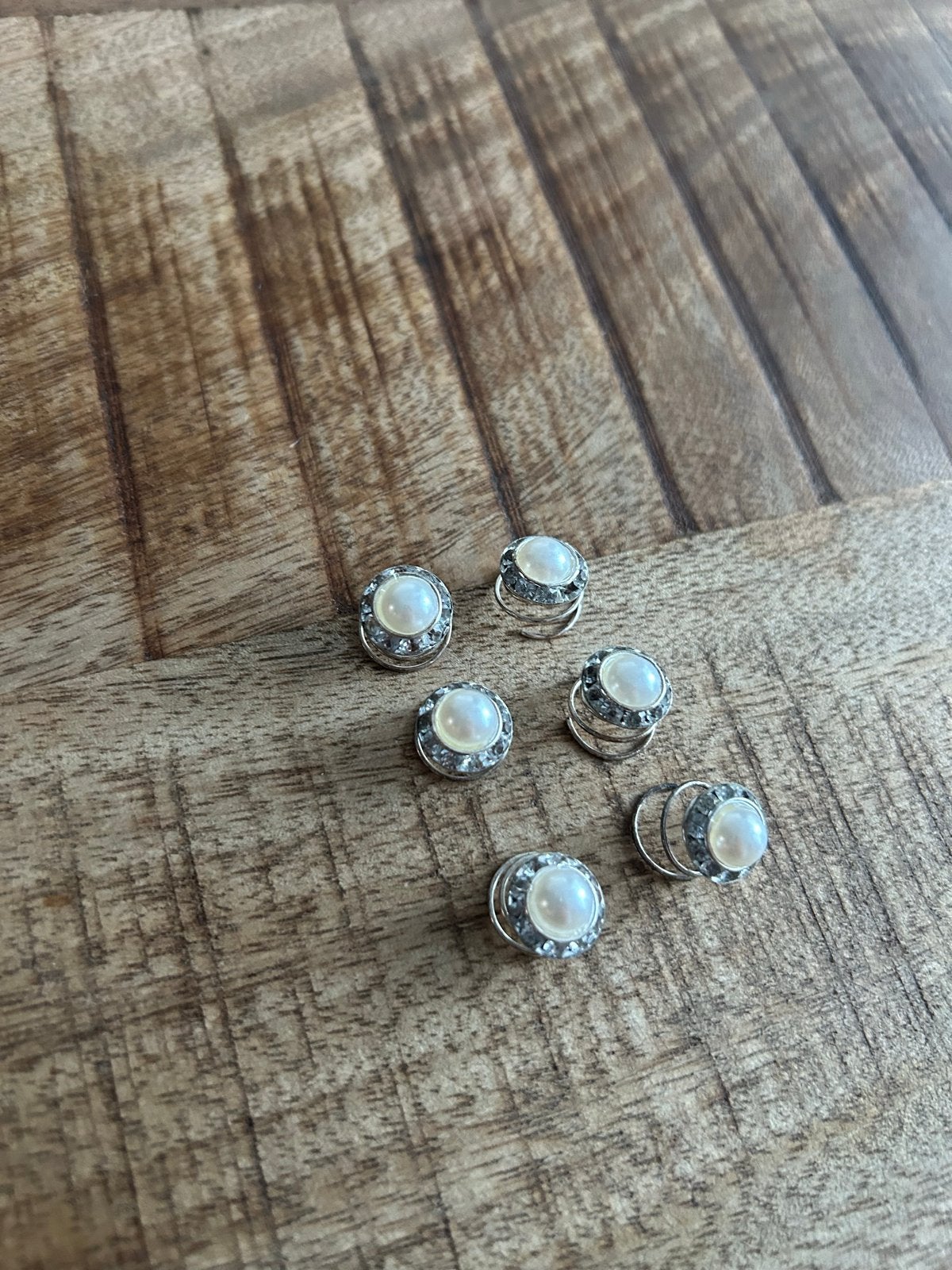 6x Haarspeldjes met parel en strass steentjes, Ophalen of Verzenden, Nieuw