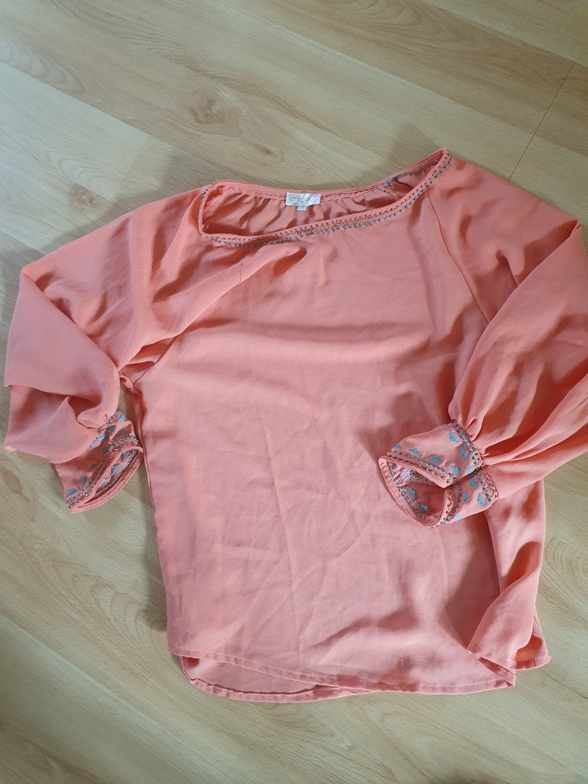 blouse oranje met glitters, Ophalen of Verzenden, Zo goed als nieuw, Maat 38/40 (M), Oranje