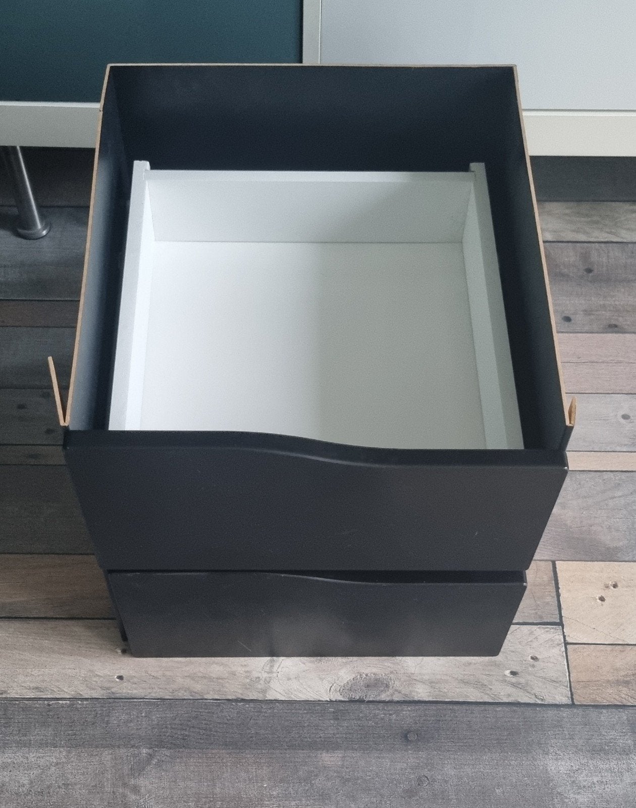 IKEA KALLAX inzet met 2 lades, gegolfd zwart, Ophalen, Zo goed als nieuw