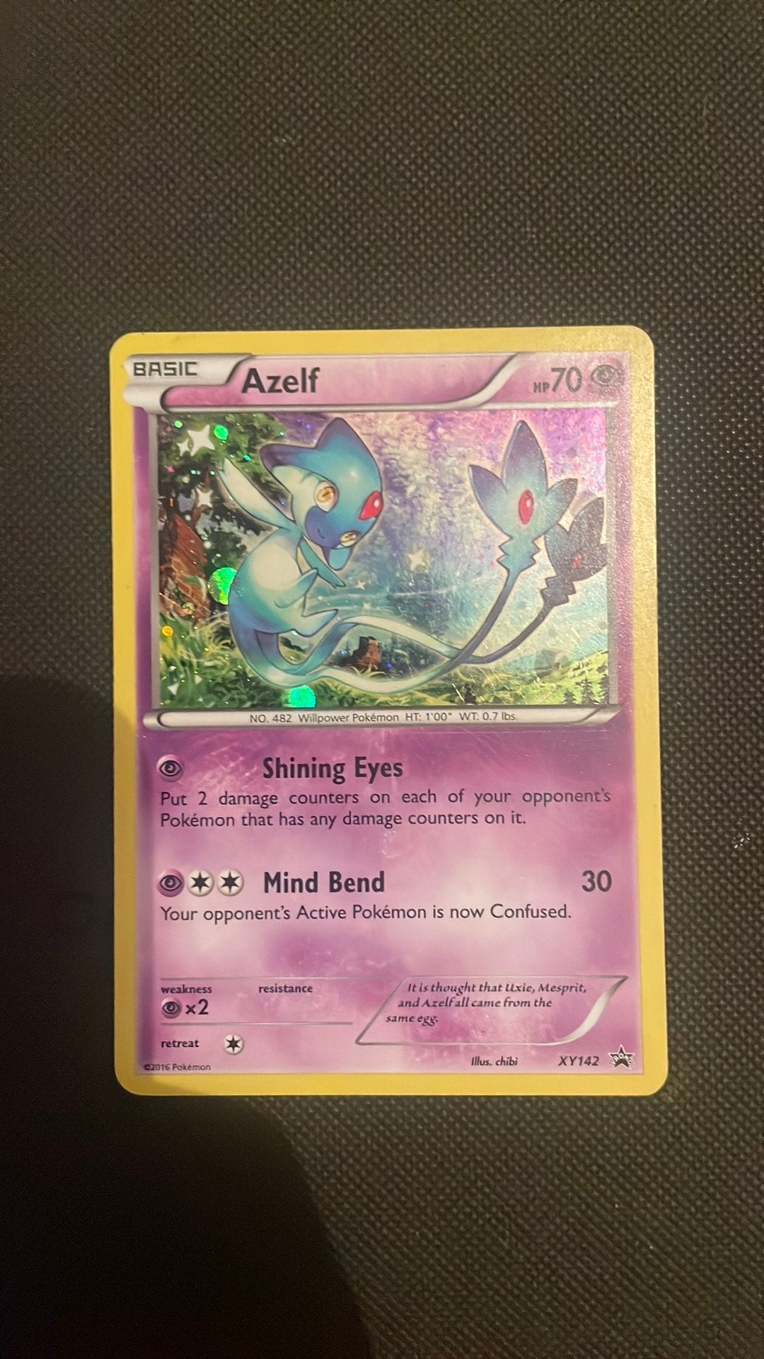 Azelf XY142 Promo Pokémon Kaart - 2016, Ophalen, Gebruikt, Losse kaart, Foil