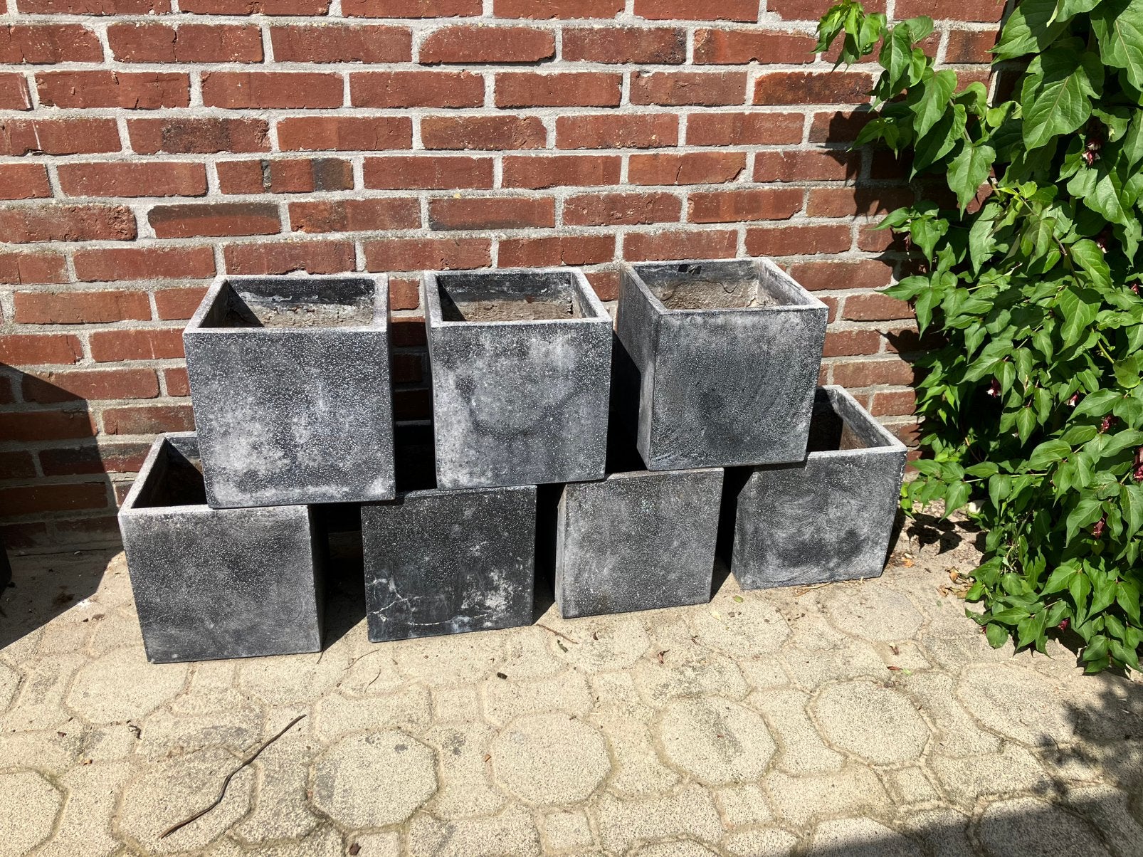 Vierkanten stenen planten potten buiten, Ophalen, Steen, Gebruikt, Minder dan 60 cm
