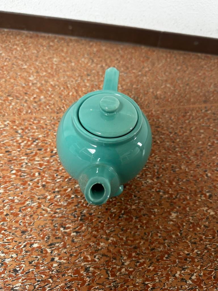 Blauwe theepot met smiley gezicht (inhoud +/- 0,5l), Steen/keramiek, Overige merken, Ophalen, Theepot/fluitketel