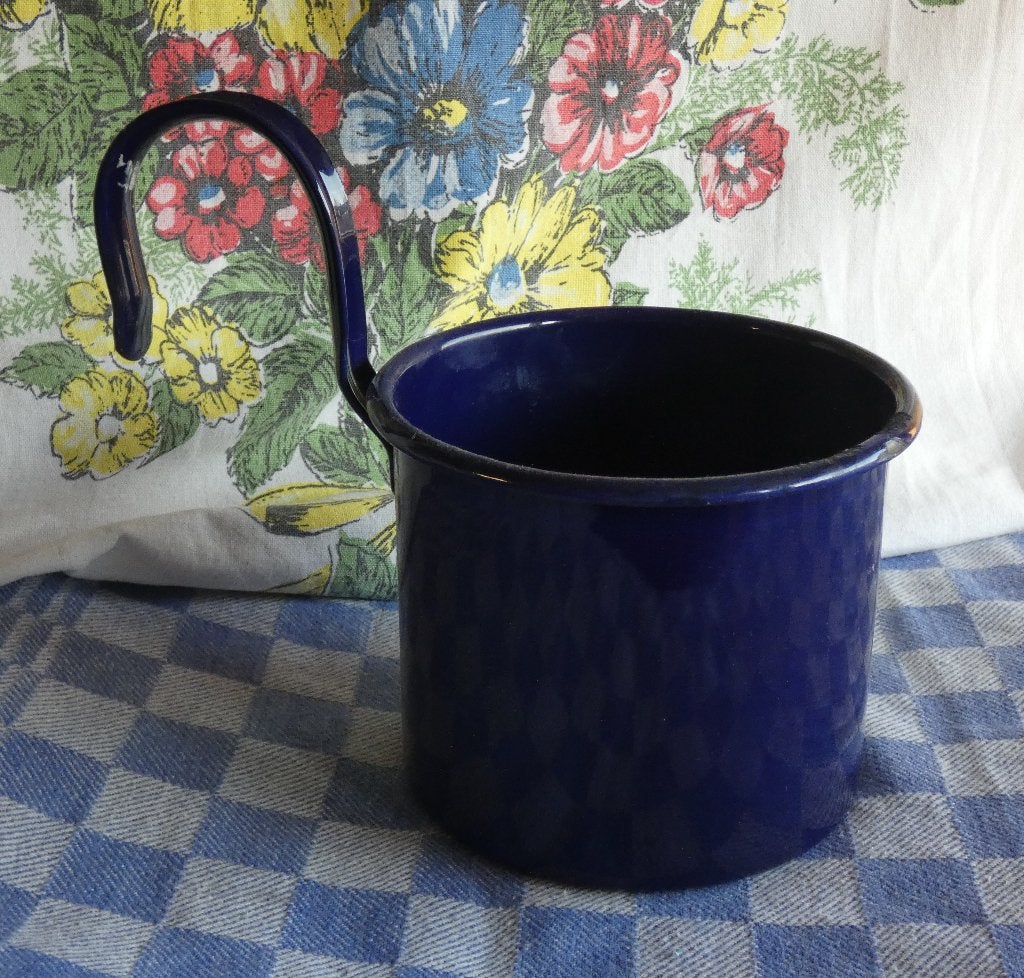 emaille zeepmok/ borstelpot/ keukenpot blauw email, Ophalen of Verzenden