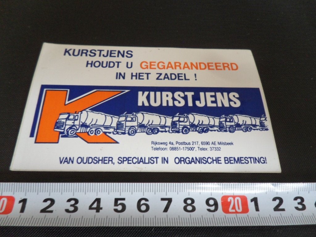 sticker milsbeek KURSTJENS organische bemesting, Ophalen, Zo goed als nieuw