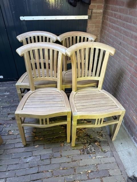 eethoek vier stoelen white wash, Huis en Inrichting, Ophalen, Gebruikt, 4 tot 6 stoelen
