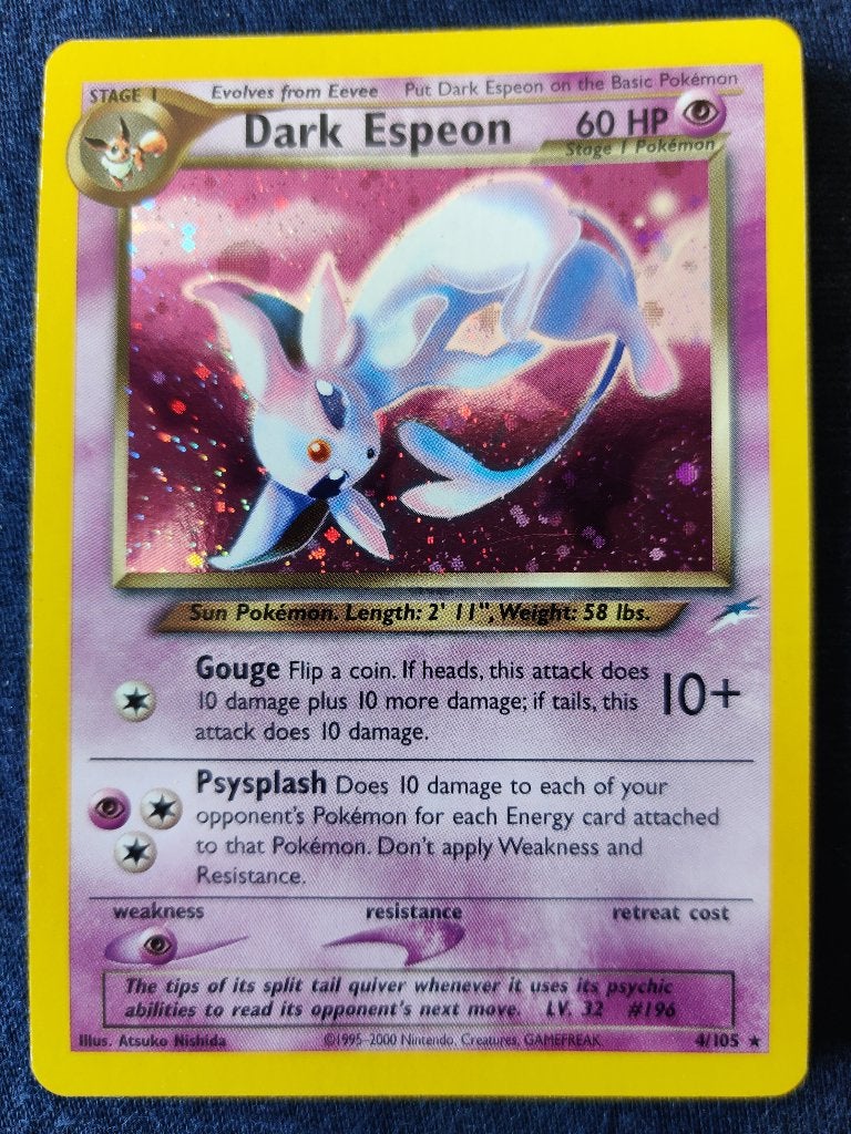 Dark Espeon Holo - Neo Destiny 4/105 - Near Mint, Ophalen of Verzenden, Zo goed als nieuw, Losse kaart, Foil