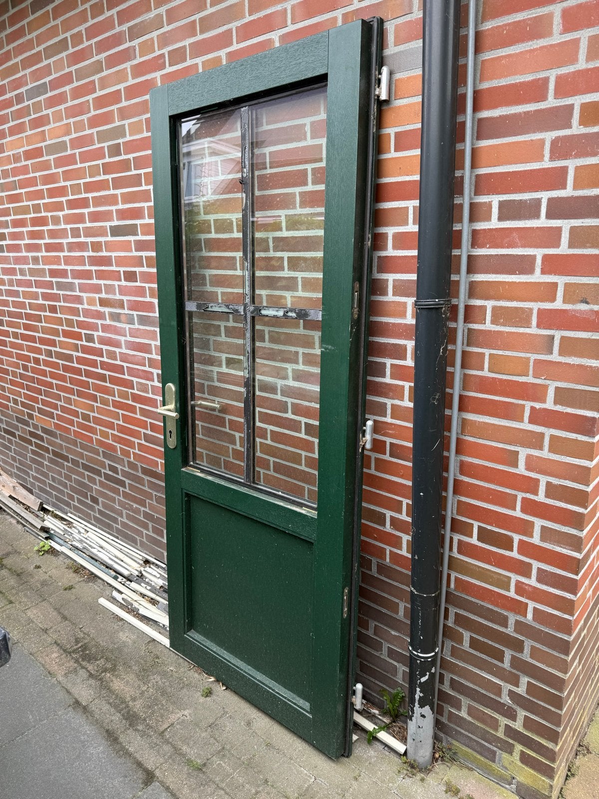 Buitendeur van harthout 210,5 x 85,5 cm, Ophalen, Gebruikt, 80 tot 100 cm, Buitendeur