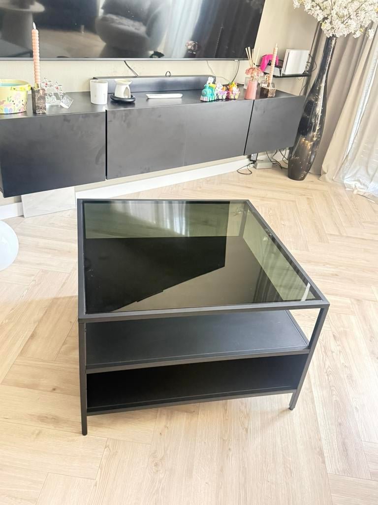 Zwarte Salontafel, Ophalen, Gebruikt, 100 tot 150 cm, 50 tot 100 cm