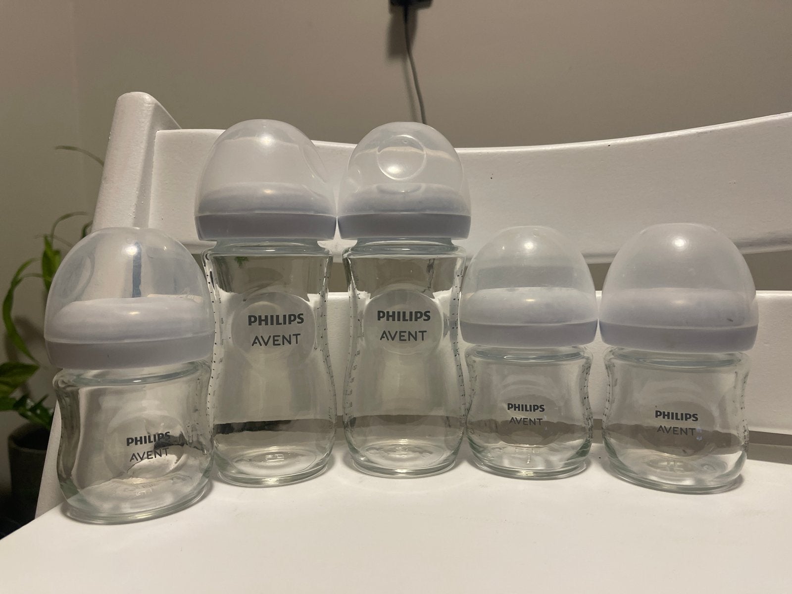 Philips Avent glazen babyflessen (5 stuks), Gebruikt, Babyfles, BPA-vrij, Philips Avent