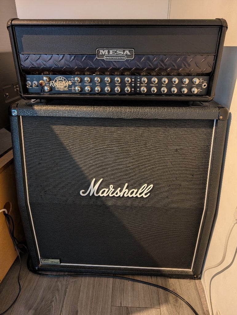 Mesa Boogie Roadster + Marshall 1960AV 4x12 Cabinet, Ophalen, Gebruikt, Gitaar, 100 watt of meer